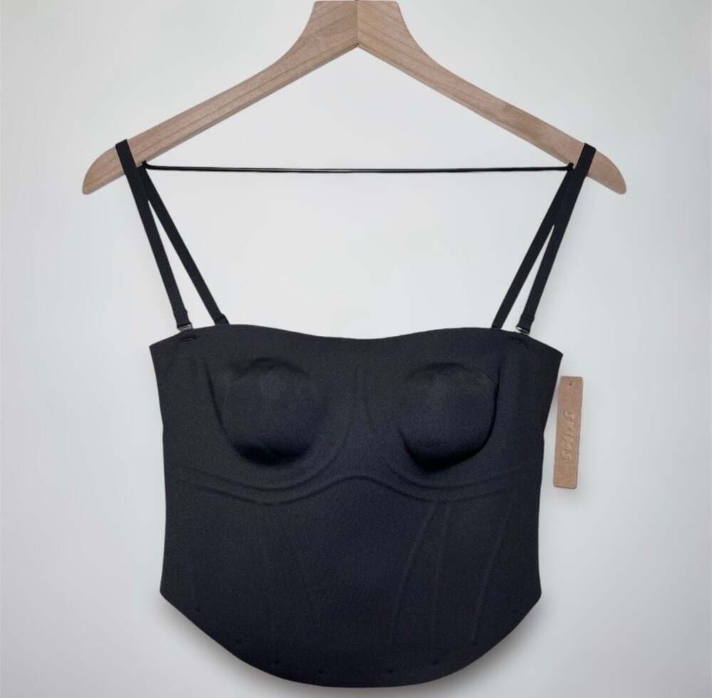 SKIMS Bonded Corset Group Crop Corset in Onyx